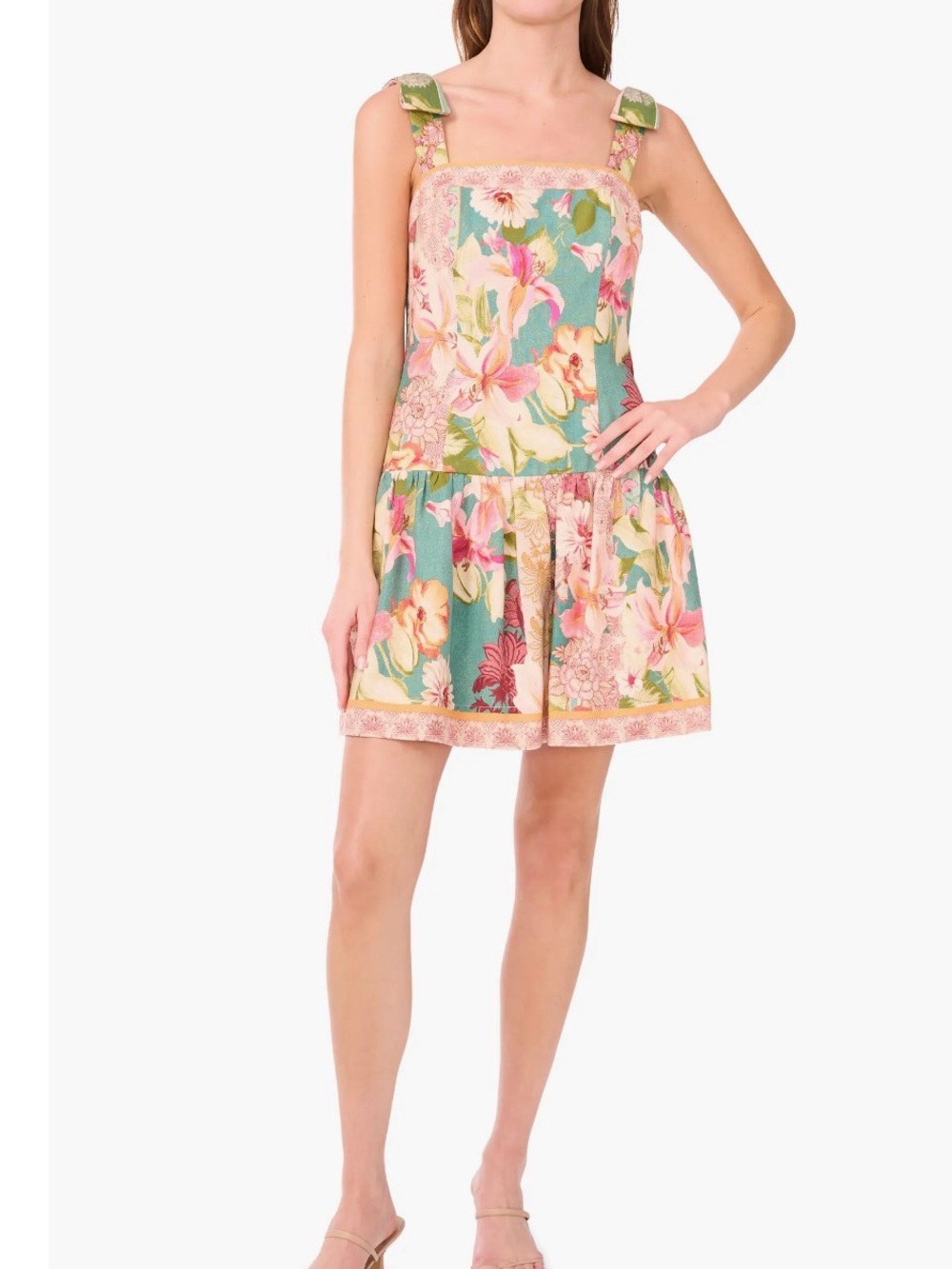 CeCe Floral Tie Strap Minidress